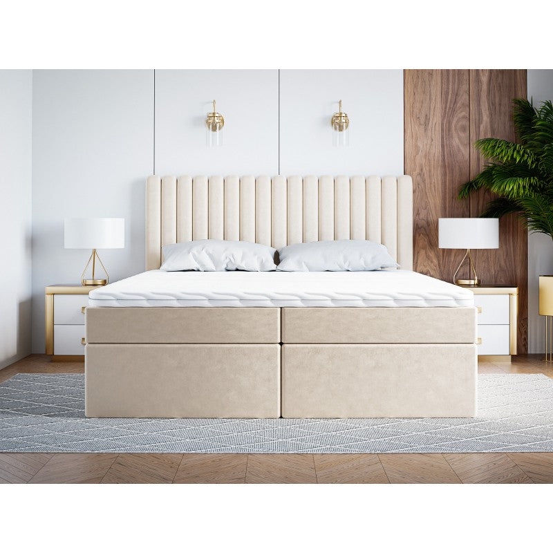 Lit STELLA velour avec tête de lit nuage moderne