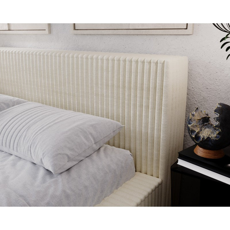 Lit KARAMA en velours côtelé avec coffre