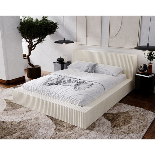 Lit KARAMA en velours côtelé avec coffre