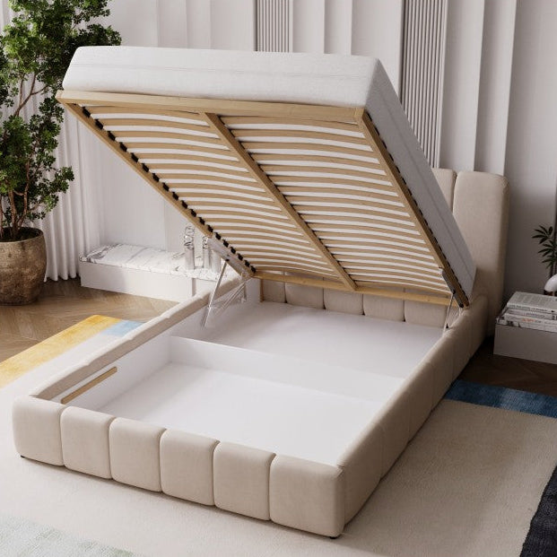 Lit LORA moderne nuage en velours avec coffre de rangement