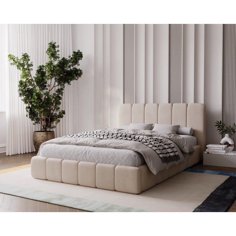 Lit LORA moderne nuage en velours avec coffre de rangement