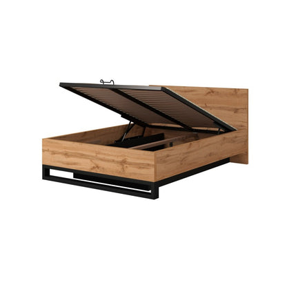 Lit en bois ARENA avec coffre – pied métallique