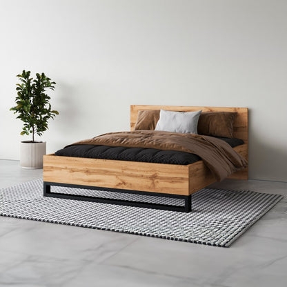 Lit en bois ARENA avec coffre – pied métallique