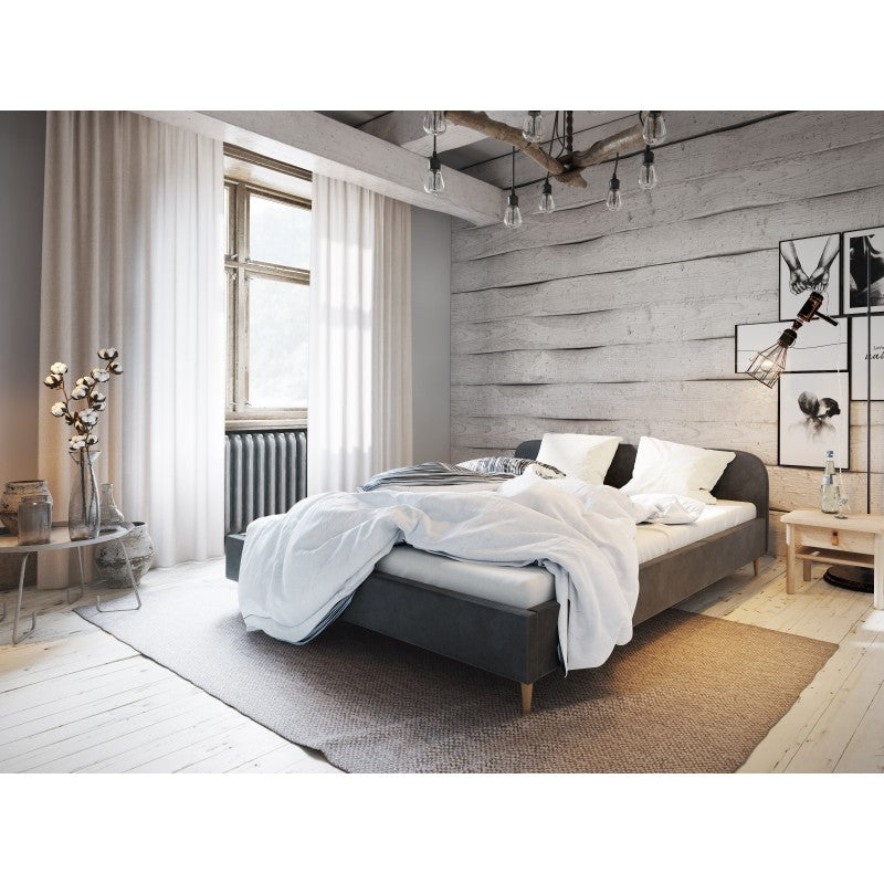 Lit LOVY avec tête de lit et pied en bois