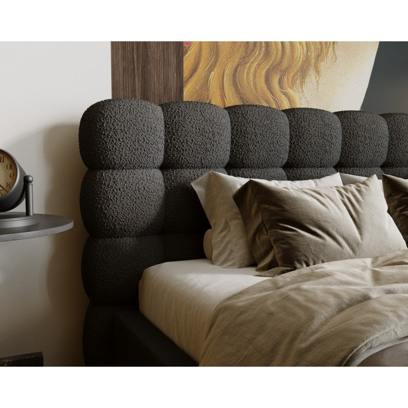 Lit OUL INO en tissu velour avec coffre de rangement