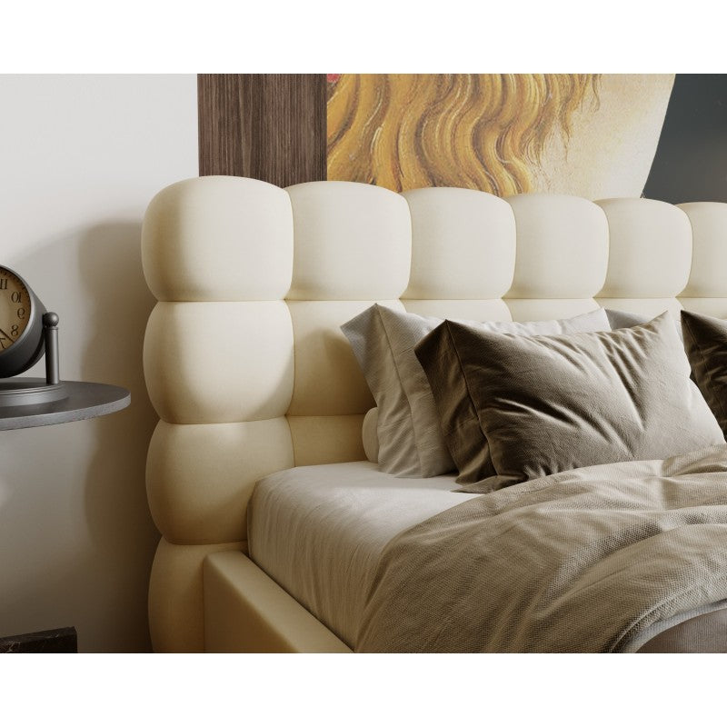 Lit OUL INO en tissu velour avec coffre de rangement