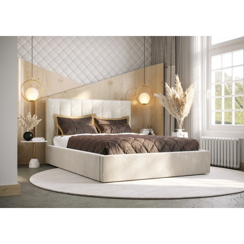 Lit OZO en velour avec coffre de rangement